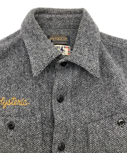 PENDLETON（ペンドルトン）PENDLETON (ペンドルトン) Hysteric Glamour (ヒステリックグラマー) ヘリンボーン織コラボ長袖シャツ グレー サイズ:Mの古着・服飾アイテム
