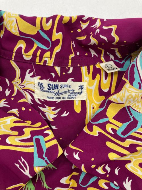 Sun Surf（サンサーフ）Sun Surf (サンサーフ) RAYON HAWAIIAN SHIRT TORCH FISHERMAN パープル サイズ:Lの古着・服飾アイテム