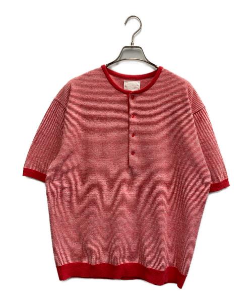 EDIFICE（エディフィス）EDIFICE (エディフィス) パイル ボーダー ヘンリー/26SS レッド サイズ:Lの古着・服飾アイテム