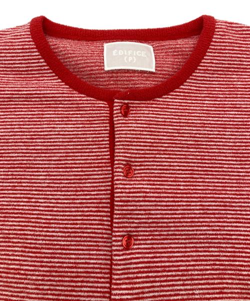 EDIFICE（エディフィス）EDIFICE (エディフィス) パイル ボーダー ヘンリー/26SS レッド サイズ:Lの古着・服飾アイテム
