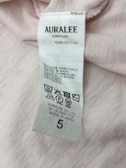 AURALEE（オーラリー）AURALEE (オーラリー) BRUSHED ORGANIC COTTON JERSEY TEE ピンク サイズ:5の古着・服飾アイテム