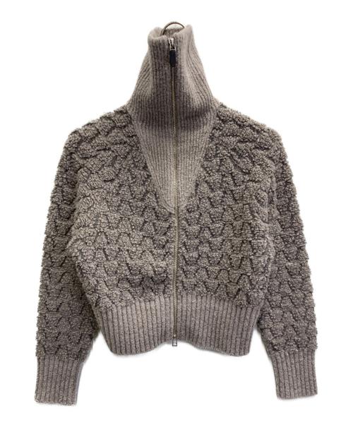 MACPHEE（マカフィー）MACPHEE (マカフィー) ループジャカード ジップアップカーディガン グレー サイズ:Sの古着・服飾アイテム