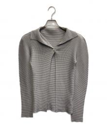 me ISSEY MIYAKE（ミーイッセイ ミヤケ）の古着「ハイネックプリーツカーディガン」｜グレー