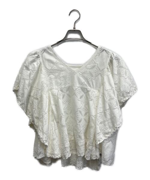 SLOBE IENA（スローブ イエナ）SLOBE IENA (スローブ イエナ) レースフリルVネックブラウス ホワイト サイズ:FREEの古着・服飾アイテム