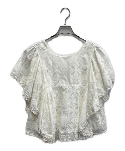 SLOBE IENA（スローブ イエナ）SLOBE IENA (スローブ イエナ) レースフリルVネックブラウス ホワイト サイズ:FREEの古着・服飾アイテム