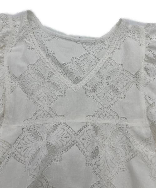 SLOBE IENA（スローブ イエナ）SLOBE IENA (スローブ イエナ) レースフリルVネックブラウス ホワイト サイズ:FREEの古着・服飾アイテム