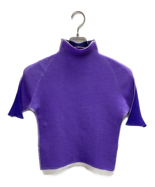 ISSEY MIYAKE PLEATS(T.)（イッセイミヤケ プリーツ）ISSEY MIYAKE PLEATS(T.) (イッセイミヤケ プリーツ) プリーツカットソー パープル×ネイビー サイズ:Mの古着・服飾アイテム