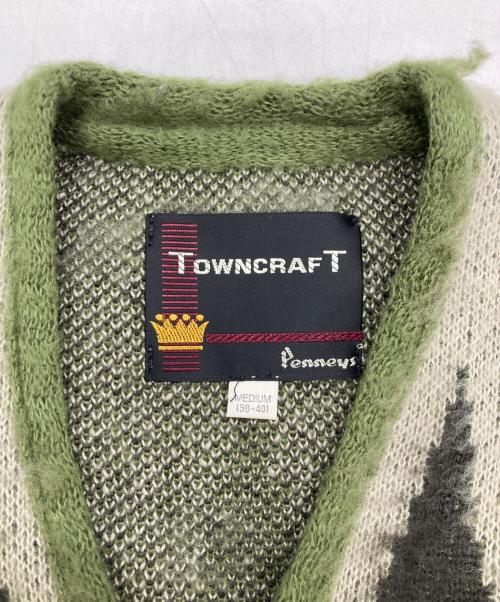 TOWN CRAFT（タウンクラフト）TOWN CRAFT (タウンクラフト) 復刻アーガイルシャギーカーディガン グリーン サイズ:Mの古着・服飾アイテム