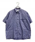 COMME des GARCONS SHIRTコムデギャルソンシャツ）の古着「フラワ―刺繍半袖シャツ」｜ブルー