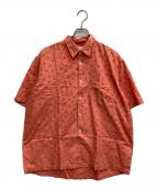 COMME des GARCONS SHIRTコムデギャルソンシャツ）の古着「フラワー刺繍半袖シャツ」｜レッド