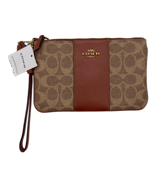COACH（コーチ）COACH (コーチ) スモール リストレット カラーブロック シグネチャー キャンバス ブラウンの古着・服飾アイテム