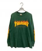 THRASHERスラッシャー）の古着「袖プリファイヤーパターンロングスリーブ」｜グリーン