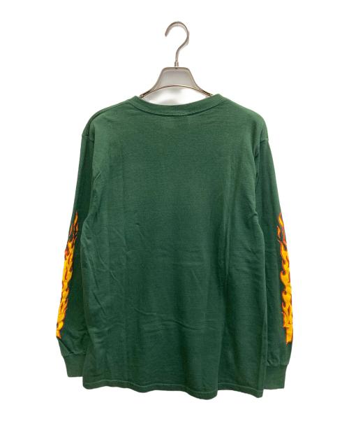 THRASHER（スラッシャー）THRASHER (スラッシャー) 袖プリファイヤーパターンロングスリーブ グリーン サイズ:Mの古着・服飾アイテム