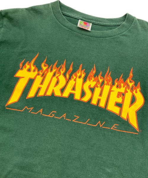 THRASHER（スラッシャー）THRASHER (スラッシャー) 袖プリファイヤーパターンロングスリーブ グリーン サイズ:Mの古着・服飾アイテム
