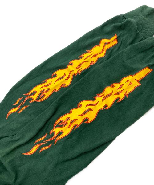 THRASHER（スラッシャー）THRASHER (スラッシャー) 袖プリファイヤーパターンロングスリーブ グリーン サイズ:Mの古着・服飾アイテム