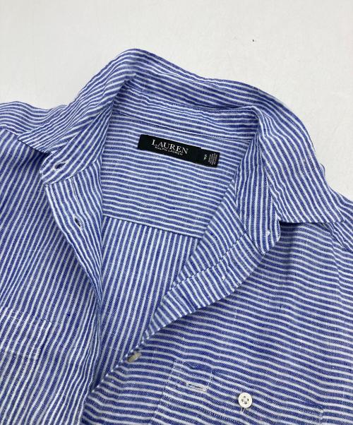 LAUREN RALPH LAUREN（ローレンラルフローレン）LAUREN RALPH LAUREN (ローレンラルフローレン) リネンストライプシャツワンピース ブルー×ホワイト サイズ:Sの古着・服飾アイテム