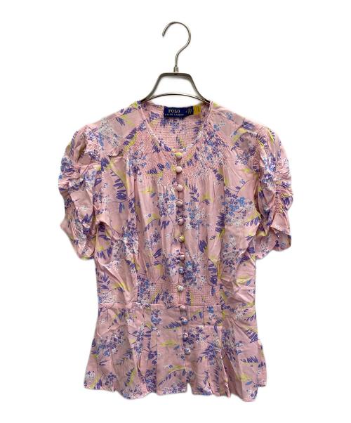 POLO RALPH LAUREN（ポロ・ラルフローレン）POLO RALPH LAUREN (ポロ・ラルフローレン) フラワープリントブラウス ピンクの古着・服飾アイテム