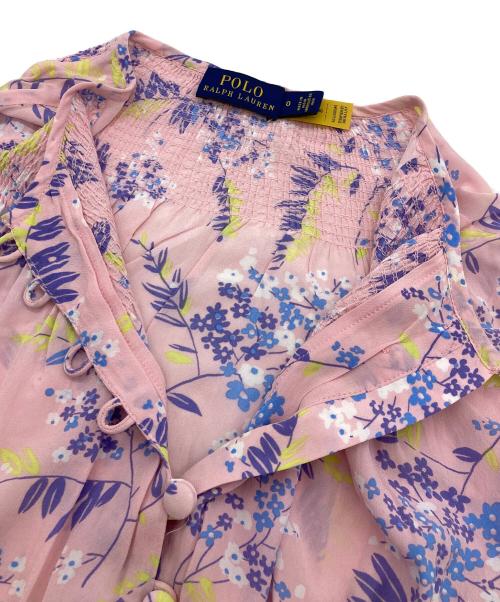 POLO RALPH LAUREN（ポロ・ラルフローレン）POLO RALPH LAUREN (ポロ・ラルフローレン) フラワープリントブラウス ピンクの古着・服飾アイテム