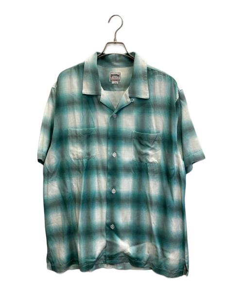 HOUSTON（ヒューストン）HOUSTON (ヒューストン) OMBRE CHECK S/S SHIRT グリーン×ホワイト サイズ:XLの古着・服飾アイテム
