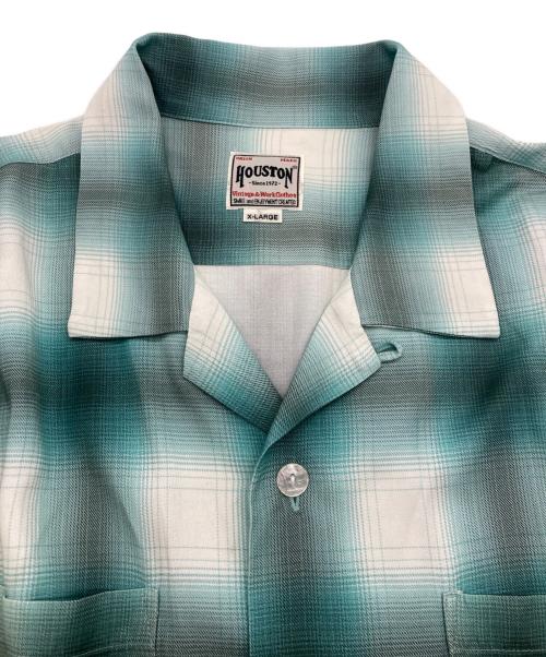 HOUSTON（ヒューストン）HOUSTON (ヒューストン) OMBRE CHECK S/S SHIRT グリーン×ホワイト サイズ:XLの古着・服飾アイテム