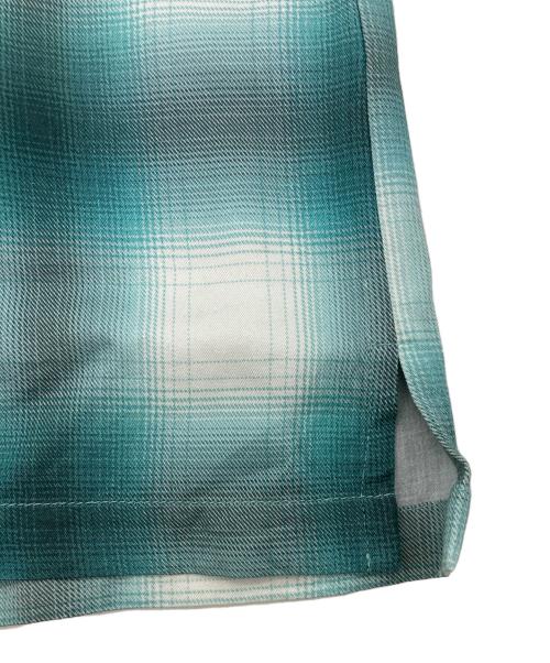 HOUSTON（ヒューストン）HOUSTON (ヒューストン) OMBRE CHECK S/S SHIRT グリーン×ホワイト サイズ:XLの古着・服飾アイテム