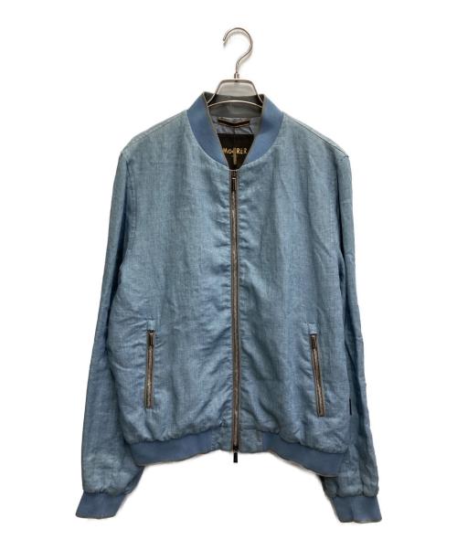 MOORER（ムーレー）MOORER (ムーレー) SORANO-HR リネン ボンバージャケット ブルー サイズ:50の古着・服飾アイテム