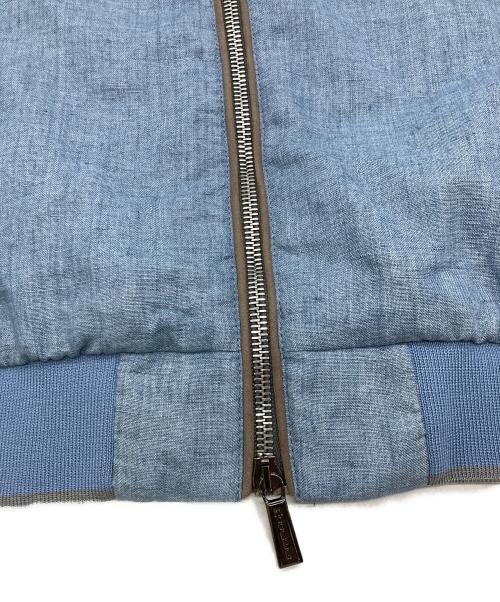 MOORER（ムーレー）MOORER (ムーレー) SORANO-HR リネン ボンバージャケット ブルー サイズ:50の古着・服飾アイテム