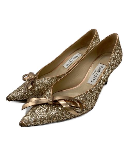JIMMY CHOO（ジミーチュウ）JIMMY CHOO (ジミーチュウ) ROMY60 グリッターパンプス ベージュ サイズ:37の古着・服飾アイテム