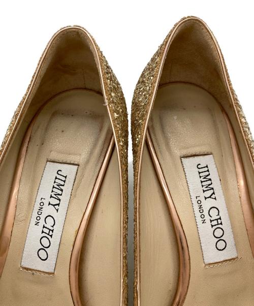 JIMMY CHOO（ジミーチュウ）JIMMY CHOO (ジミーチュウ) ROMY60 グリッターパンプス ベージュ サイズ:37の古着・服飾アイテム