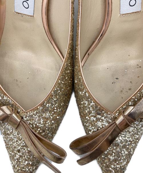 JIMMY CHOO（ジミーチュウ）JIMMY CHOO (ジミーチュウ) ROMY60 グリッターパンプス ベージュ サイズ:37の古着・服飾アイテム
