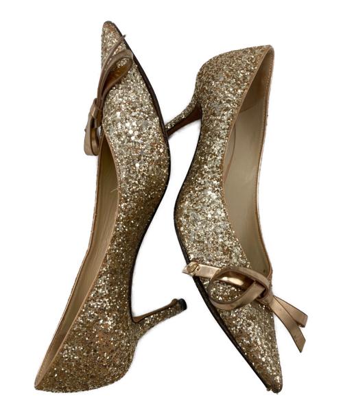 JIMMY CHOO（ジミーチュウ）JIMMY CHOO (ジミーチュウ) ROMY60 グリッターパンプス ベージュ サイズ:37の古着・服飾アイテム
