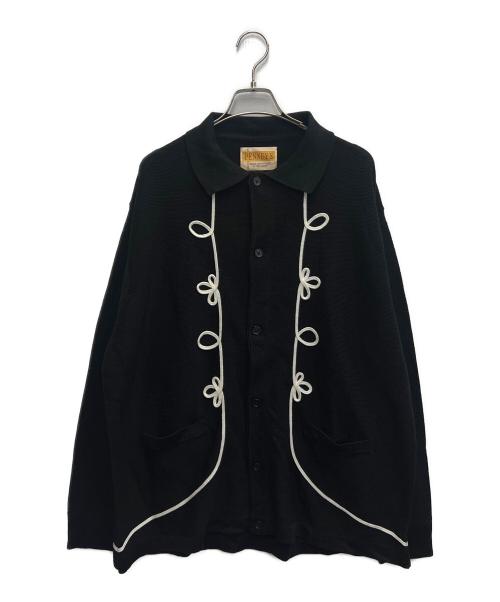 PENNEYS（ペニーズ）penneys (ペニーズ) ROPE EMB POLO CARDIGAN ブラック サイズ:Mの古着・服飾アイテム