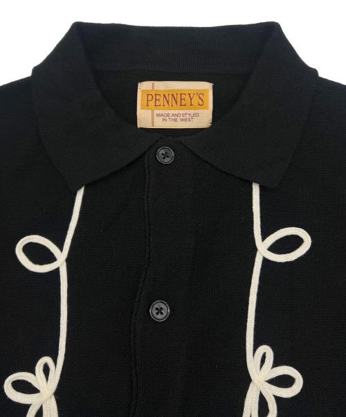 PENNEYS（ペニーズ）penneys (ペニーズ) ROPE EMB POLO CARDIGAN ブラック サイズ:Mの古着・服飾アイテム