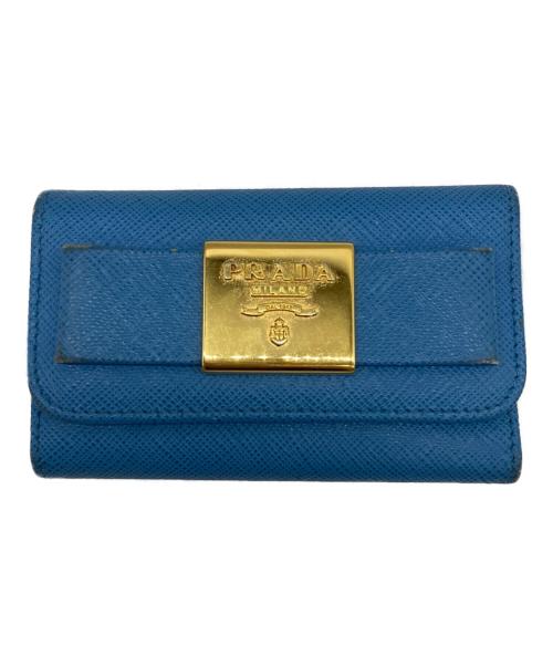 PRADA（プラダ）PRADA (プラダ) サフィアーノリボン6連キーケース ブルーの古着・服飾アイテム