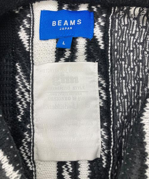 BEAMS（ビームス）BEAMS (ビームス) プレッサー クルーネック3Dニット ホワイト×ブラック サイズ:Lの古着・服飾アイテム