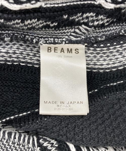 BEAMS（ビームス）BEAMS (ビームス) プレッサー クルーネック3Dニット ホワイト×ブラック サイズ:Lの古着・服飾アイテム