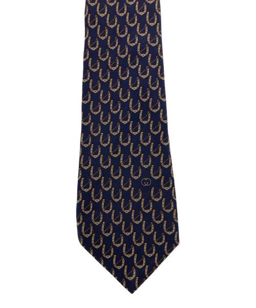 GUCCI（グッチ）GUCCI (グッチ) OLDホースビット柄ネクタイ ネイビー サイズ:140ｃｍの古着・服飾アイテム