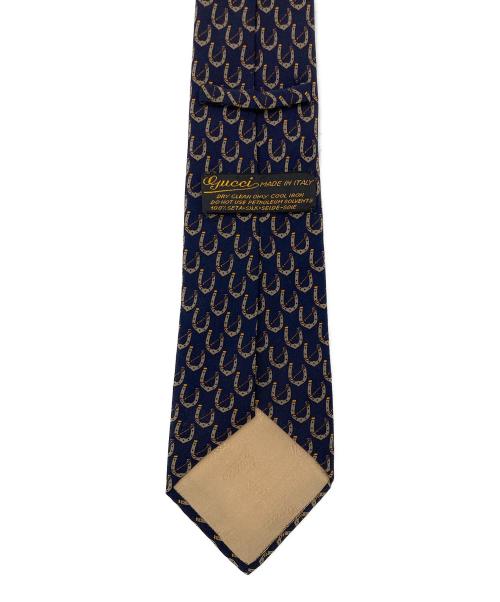 GUCCI（グッチ）GUCCI (グッチ) OLDホースビット柄ネクタイ ネイビー サイズ:140ｃｍの古着・服飾アイテム