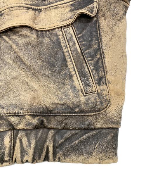 KINGS ROAD（キングスロード）KINGS ROAD (キングスロード) ヴィンテージレザーボンバージャケット ベージュ×ブラック サイズ:10の古着・服飾アイテム