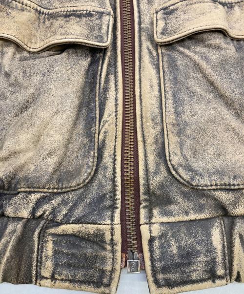 KINGS ROAD（キングスロード）KINGS ROAD (キングスロード) ヴィンテージレザーボンバージャケット ベージュ×ブラック サイズ:10の古着・服飾アイテム