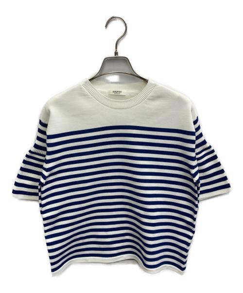 MACPHEE（マカフィー）MACPHEE (マカフィー) 26SSフォームニット ベルスリーブプルオーバー ホワイト×ブルー サイズ:Sの古着・服飾アイテム