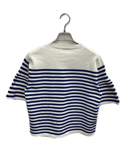 MACPHEE（マカフィー）MACPHEE (マカフィー) 26SSフォームニット ベルスリーブプルオーバー ホワイト×ブルー サイズ:Sの古着・服飾アイテム