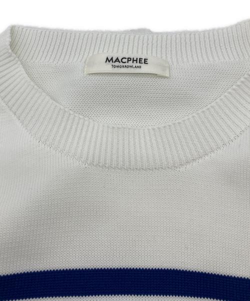 MACPHEE（マカフィー）MACPHEE (マカフィー) 26SSフォームニット ベルスリーブプルオーバー ホワイト×ブルー サイズ:Sの古着・服飾アイテム