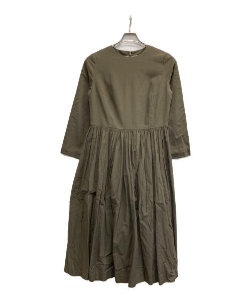 YAECA（ヤエカ）YAECA (ヤエカ) リネン混ギャザーワンピース オリーブ サイズ:Mの古着・服飾アイテム