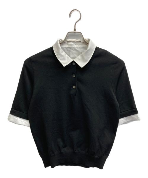 UNITED ARROWS TOKYO（ユナイテッドアローズトウキョウ）UNITED ARROWS TOKYO (ユナイテッドアローズトウキョウ) ポロコンビ 4WAY ニット ホワイト×ブラック サイズ:FREEの古着・服飾アイテム