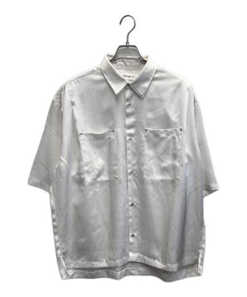 neucon（ニューコン）Neucon (ニューコン) リベットデザインダブルポケットサテンオーバーシャツ ホワイト サイズ:Mの古着・服飾アイテム