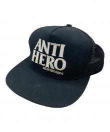 ANTIHERO（アンタイヒーロー）の古着「90sメッシュキャップ」｜ブラック×ホワイト
