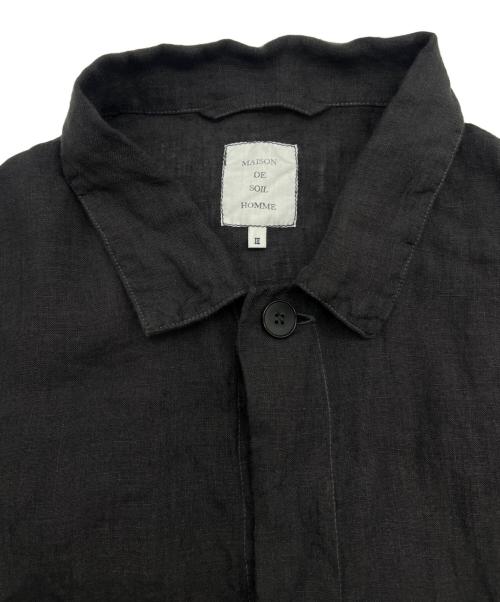 maison de soil homme（メゾンドソイルオム）MAISON DE SOIL HOMME (メゾンドソイルオム) LINEN OVERDYE WORK JACKET ブラック サイズ:3の古着・服飾アイテム