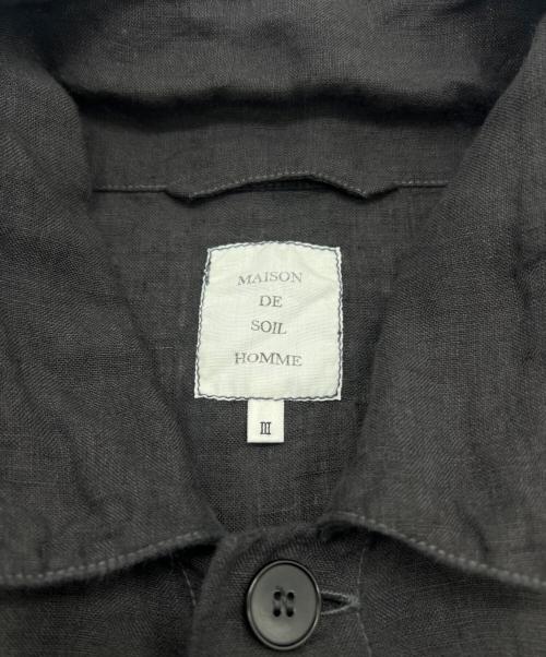 maison de soil homme（メゾンドソイルオム）MAISON DE SOIL HOMME (メゾンドソイルオム) LINEN OVERDYE WORK JACKET ブラック サイズ:3の古着・服飾アイテム