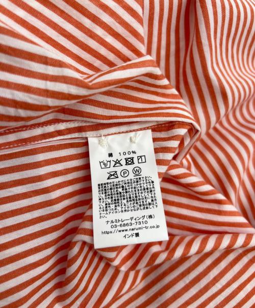 Vas-y Lentement（ヴァジー ラントマン）Vas-y Lentement (ヴァジー ラントマン) POPLIN STRIPE REGULAR COL オレンジ サイズ:Lの古着・服飾アイテム